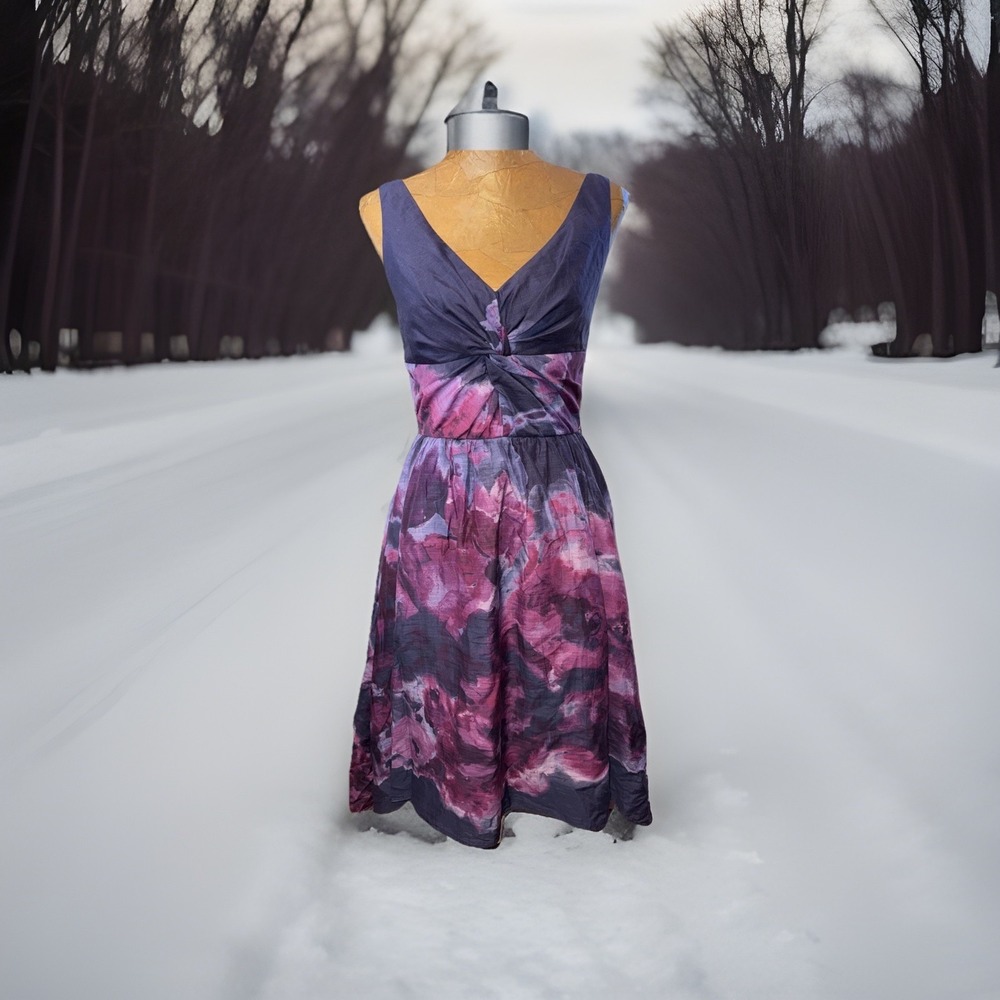 Neiman Marcus Target LELA ROSE Dress silk Sz 6 Watercolor Formal Prom Dress
